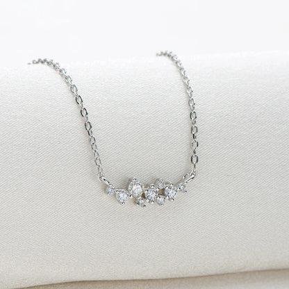 Original Silver 925 Chain One-line shape Pendant Unique Cluster Layering Real Moissanite Necklace for Women Fine Jewelry