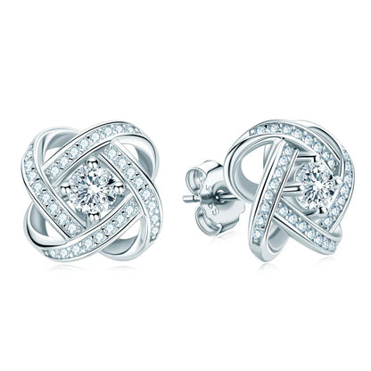 Original Certified Wedding Stud Earrings 4mm Moissanite Twist Flower Earrings for Women 925 Sterling Silver Jewelry Party