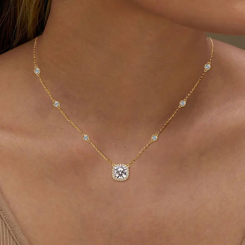 2.5 Carat Cushion Cut Moissanite Pendant Necklaces Adjustable 925 Silver Chain for Women Gift Birthday Jewelry 2025 Trend
