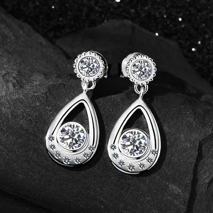 4mm&3mm D Moissanite Drop Earrings Studs Real 925 Silver for Women Classic Waterdrop Earrings Wedding Party Jewelry Gifts