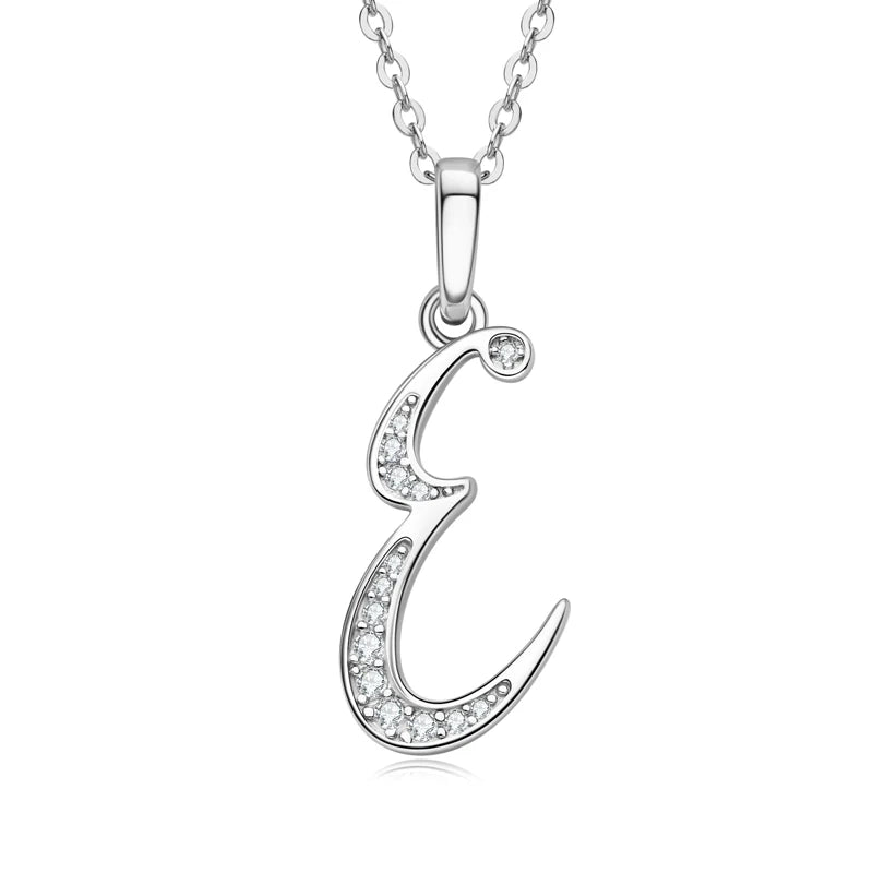 Name Necklace 26 Letter Initial Moissanite Pendant Real Silver 925 for Couples Women Men Valentine's Day Gift Fine Jewelry
