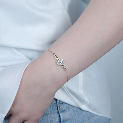 2025 1CT 6.5mm Infinity Moissanite Bracelet 925 Silver Adjustable Chain Evil Eye Bracelets for Women Hand Jewelry Gift GRA