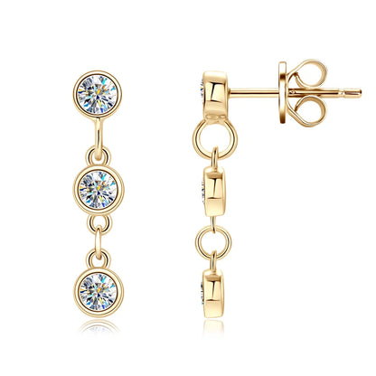 Long Chain Link Hanging Earrings Silver 925 2-3mm Moissanite Drop Earring Piercing Ear for Women Gold Paletd Jewelry Gift