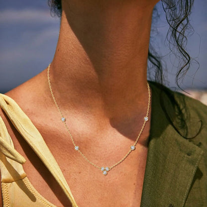 3mm Bezel D Moissanite Pendant Necklace for Women 925 Sterling Silver Plated Gold Adjustable Chain 2025 Gift Valentine Day