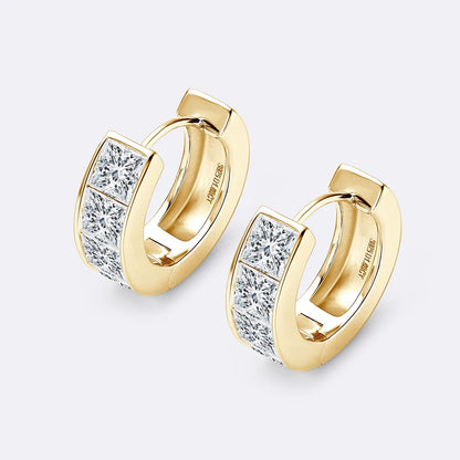 3.20CTTW Princess Cut Moissanite Hoop Earrings 100% 925 Silver for Women Jewelry Small Hoops Huggie Inner Diameter 11mm