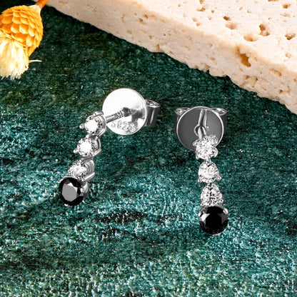 2024 Trend 925 Silver Studs 3mm 2mm Black &White Moissanite Drop Earrings for Women Men Anti-allergy Jewelry Birthday Gift