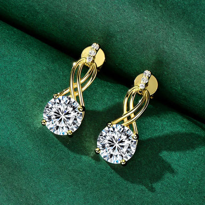 Real 925 Silver 4CTTW D VVS1 Moissanite Drop Earrings for Women Infinite Studs Earring GRA Certified Wedding Jewelry Gifts