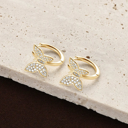 2024 Cute Butterfly Hoop Earrings for Women 925 Sterling Silver Delicate Moissanite Earrings Small Hoops Fine Jewelry Gift
