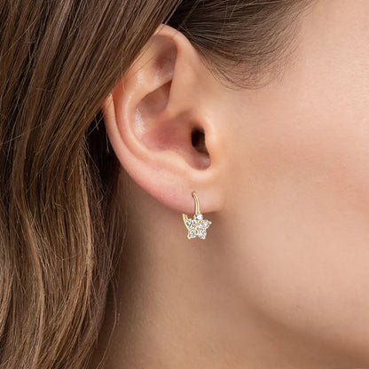 925 Sterling Silver Flowers Drop Earrings for Women Lovely Hoops Jewelry D0.60CT D Color Moissanite Round GRA Certificate