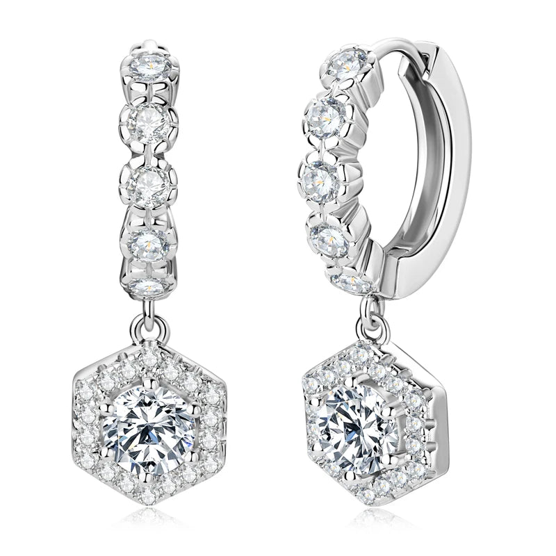 2023 New Women's Hoop Earrings 5mm D0.5CT Moissanite Drop Earrings Silver 925 Real GRA Certificate Elegant Wedding Jewelry