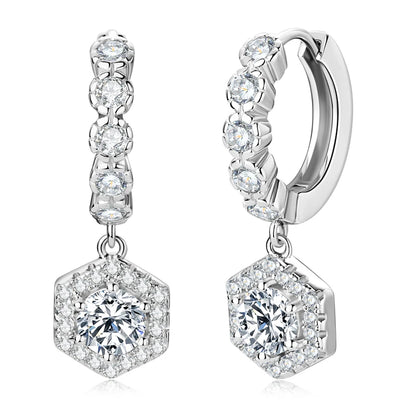 2023 New Women's Hoop Earrings 5mm D0.5CT Moissanite Drop Earrings Silver 925 Real GRA Certificate Elegant Wedding Jewelry