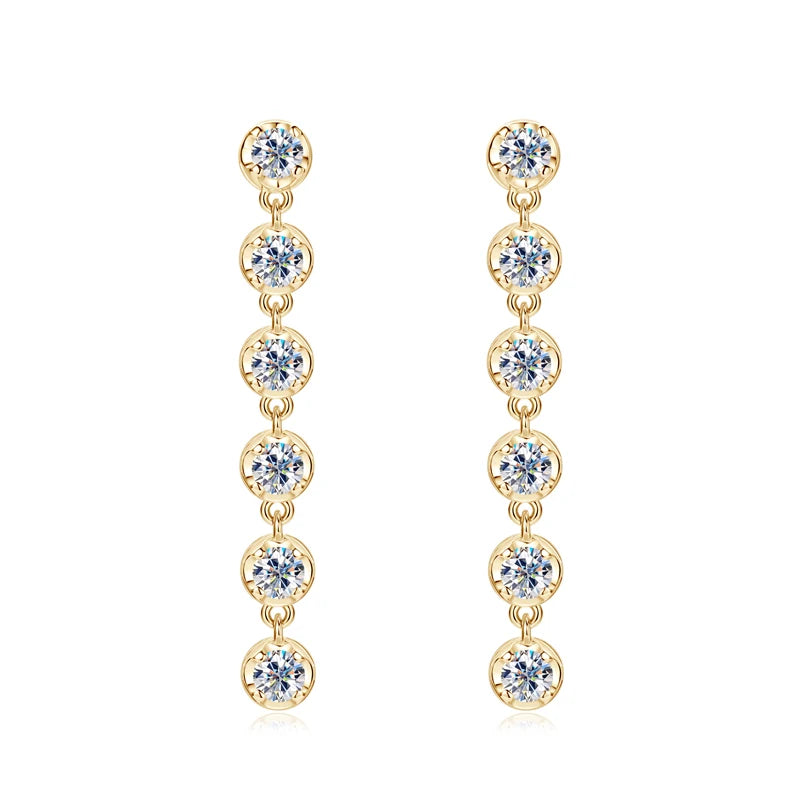 1.20CTTW. 3MM Moissanite Chandelier Dangle Earrings for Women Real 925 Silver Long Chain Drop Studs Party Wedding Jewelry Gift