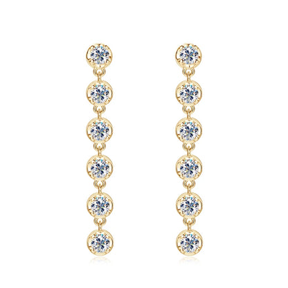 1.20CTTW. 3MM Moissanite Chandelier Dangle Earrings for Women Real 925 Silver Long Chain Drop Studs Party Wedding Jewelry Gift