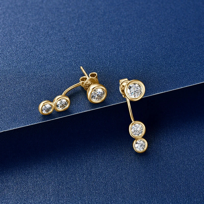 2024 Trendy Real 925 Silver D Moissanite Drop Earrings Piercing Stud Earrings Jacket Certified Jewelry for Women Gift GRA
