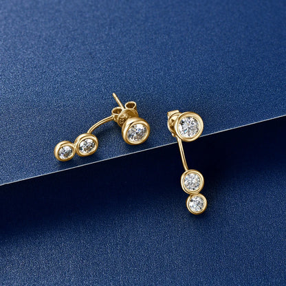 2024 Trendy Real 925 Silver D Moissanite Drop Earrings Piercing Stud Earrings Jacket Certified Jewelry for Women Gift GRA