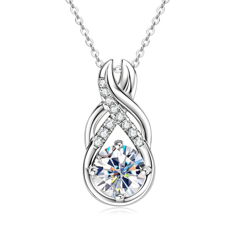8mm 2.0CT Infinity Moissanite Pendant Necklace for Women Real 925 Silver Adjustable Chain GRA Certified Luxury Fine Jewelry Gift