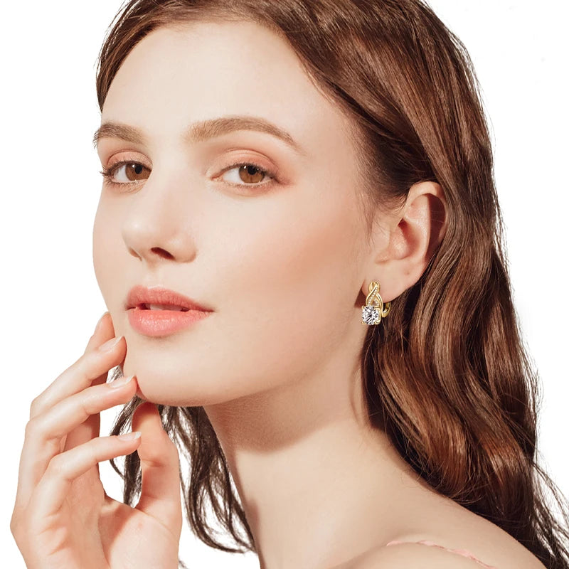 Real 925 Sterling Silver Infinity Hoop Earrings for Women 4.10ctw. Moissanite Drop Earrings Luxury Wedding Jewelry Certificate