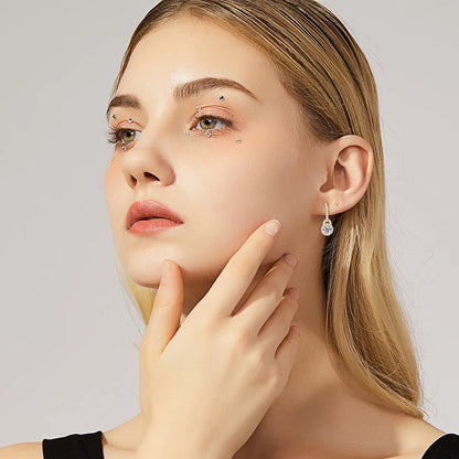 2024 Luxury Women's Hoop Earrings Real Silver 925 5mm Round Moissanite Drop Earrings Wedding Fine Jewelry Party Valentine Gift