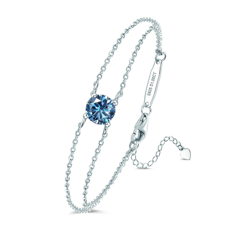 Colorful 12 Birthstone Bracelet for Women Real 925 Silver Chain 6.5mm Lab Diamond Moissanite Zircon Birthday Charm Jewelry Gift