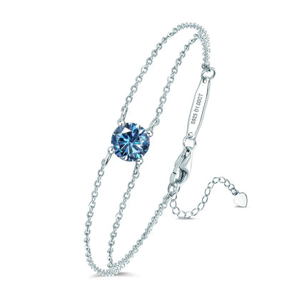 Colorful 12 Birthstone Bracelet for Women Real 925 Silver Chain 6.5mm Lab Diamond Moissanite Zircon Birthday Charm Jewelry Gift