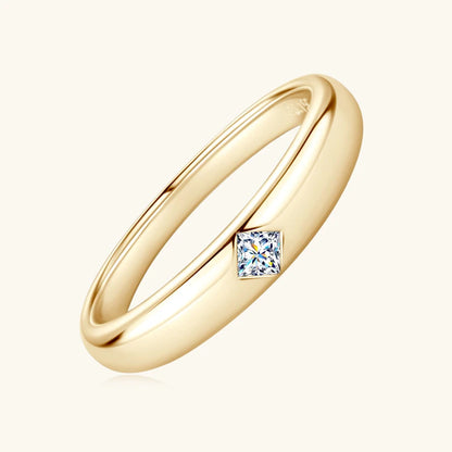 18k Gold Plated Wedding Ring 925 Silver D Color Princess Cut Square Moissanite Promise Bands for Women Certificate GRA