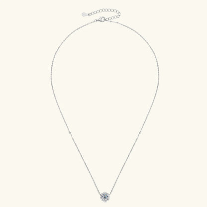 6.5mm 1.0ct Moissanite Pendant Necklace for Women 925 Silver Cute Petal Shaped Necklaces Adjustable Chain Fine Jewelry Gift GRA