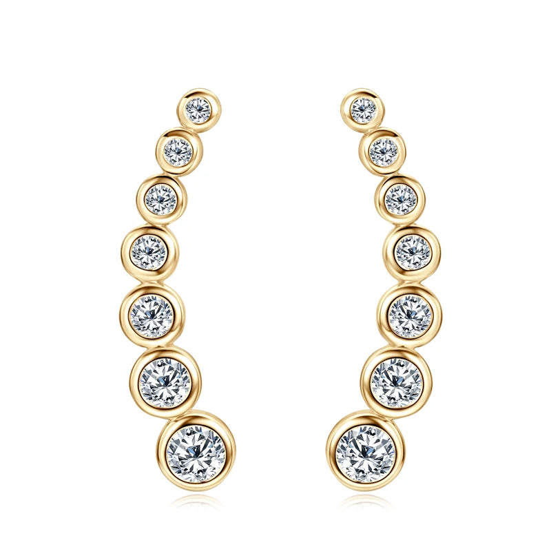1.52CTTW. Full Bezel Moissanite Earrings Climber Crawler 100% Real 925 Silver for Women with Certificate GRA Jewelry Gifts