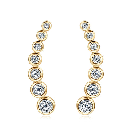 1.52CTTW. Full Bezel Moissanite Earrings Climber Crawler 100% Real 925 Silver for Women with Certificate GRA Jewelry Gifts