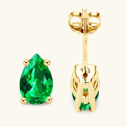 Emerald Cut Gemstone Drop Hoop Earrings for Women 925 Sterling Silver 14K Gold Plated Green Marqusie Round Cut CZ Stud Earrings
