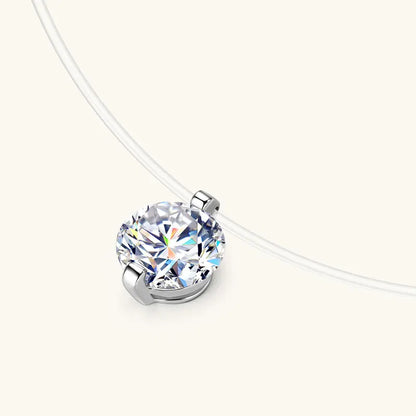 2025 Trendy 1ct 0.5ct 2ct Moissanite Pendant Necklaces 925 Silver Adjustable Invisible Fish Line for Women Valentines Gift