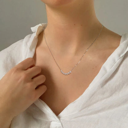 D0.17CT Moissanite 7 Stones Pendant Necklace for Women 18k Gold Plated 925 Silver Adjustable Chain Fine Jewelry Gifts S925