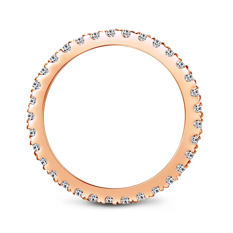 Full Eternity Bridal Ring 1.4mm Simulated Diamond Band Engagement Wedding Ring Sterling Silver 925 Jewelry for Women Men