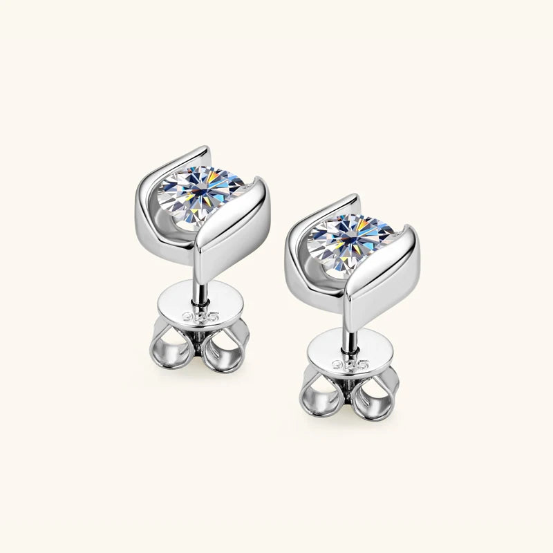 Real 5mm Moissanite Earring 100% 925 Sterling Silver Twist Ear Stud Women's Earrings 2023 Unique New Girls Jewelry Earring