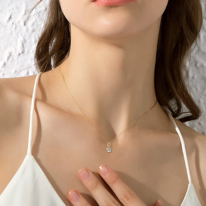 2024 Trend 925 Sterling Silver Necklace Round 6.5mm 1CT Moissanite Heart Pendant for Women Wedding Engagement Jewelry Gift