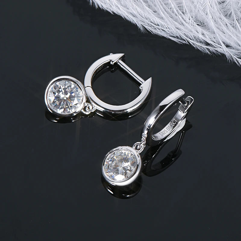 2023 Trend Women's Gold Hoop Earrings Genuine 925 Silver 1CT 2CT Moissanite Drop Earring Wedding Jewelry With Certificate