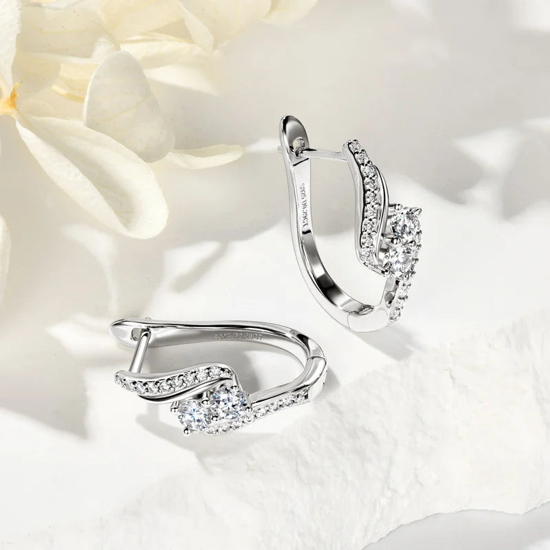 2025 Trend All 3mm D Moissanite Hoop Earrings 925 Silver U Shape Earrings for Women Wedding Party Birthday Valentine Gift