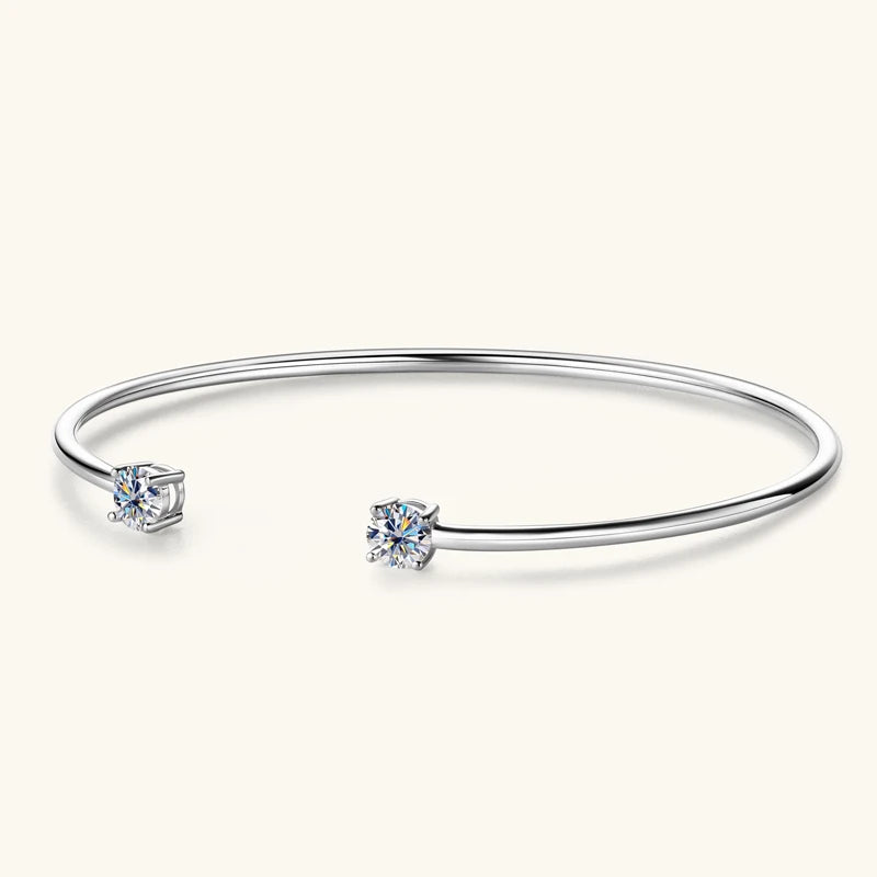 5mm 0.5CT D VVS1 Moissanite Bangle Cuff Real 925 Sterling Silver Bracelet for Women Hand Opening Cuffs Fine Jewelry Gifts