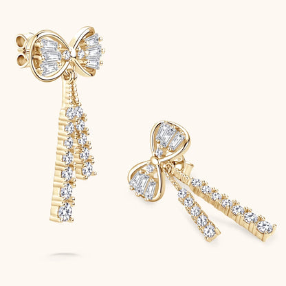Korean D Color Moissanite Drop Earrings Original Silver 925 Bow Tassel Earrings for Women Gifts Jewelry with Certificate