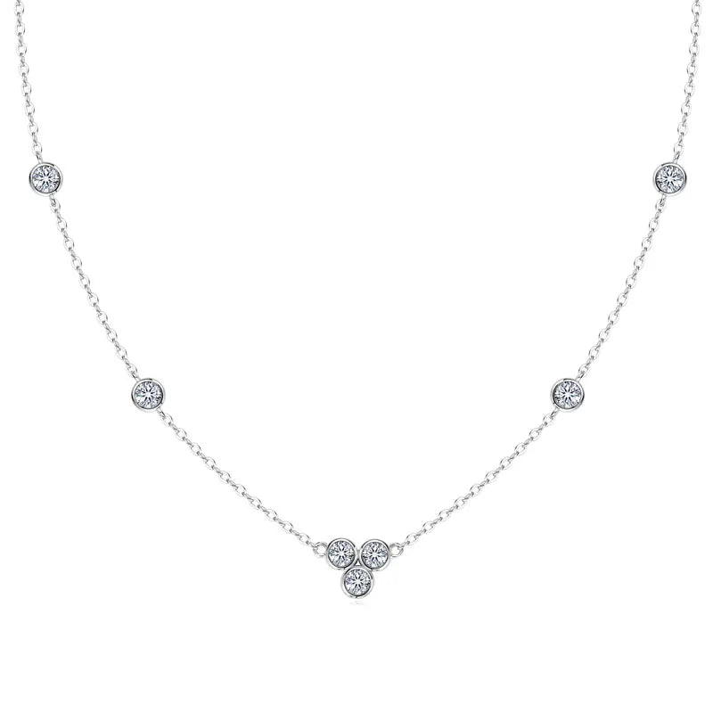 2025 New 4mm&2mm D Color Moissanite Pendant Necklace Plated 18K Gold 925 Silver Chain Jewelry GRA Certified for Women Girl Gifts