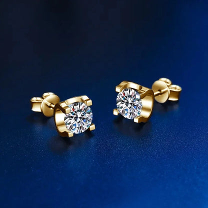5mm 0.5CT Moissanite Earrings Silver 925 Sterling Gold Plated Push-Back Piercing Stud Earring Jewelry for Women Men Gifts