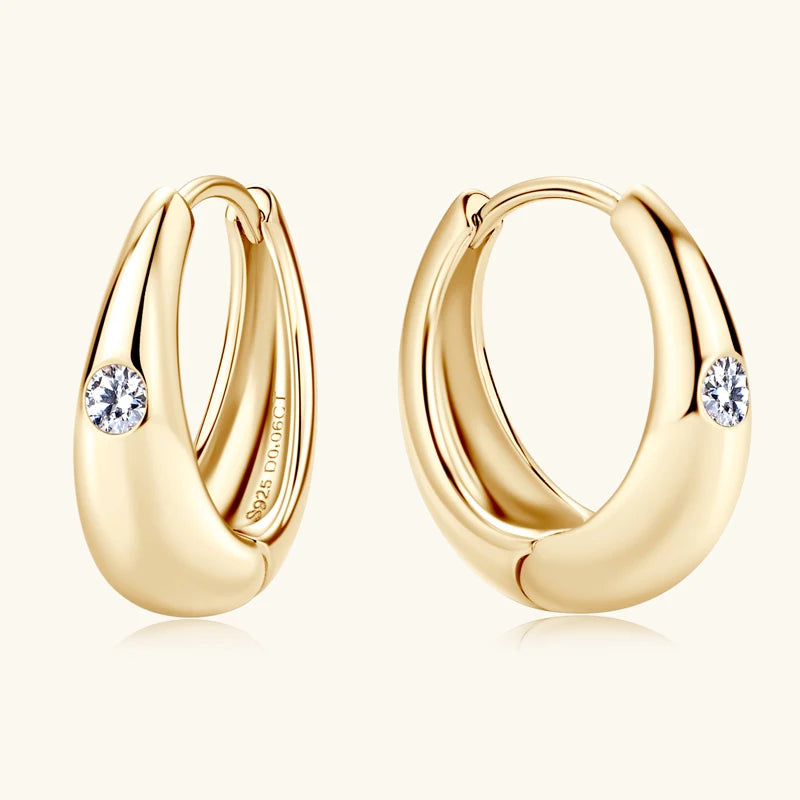 Chunky Hoops 2.5mm D Color Moissanite Thick Huggie Earring Gold Plated 925 Silver Piercing Earrings for Women Jewelry Gift