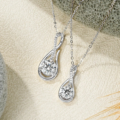 2025 Luxury 1CT 2CT 3CT Round Moissanite Infinity Pendant Necklace for Women Adjustable Chain S925 Silver Valentine's Gift