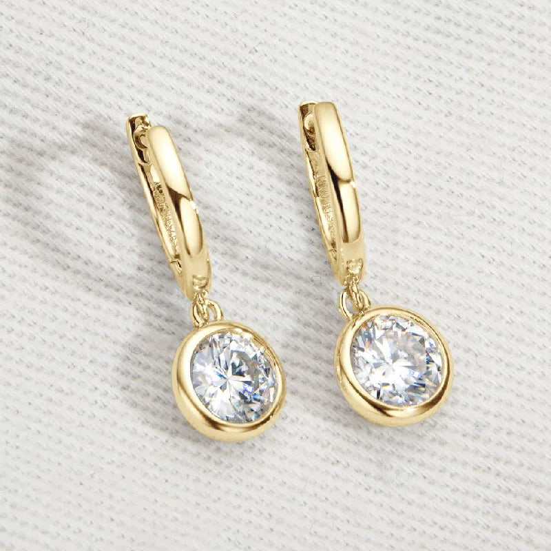 2023 Trend Women's Gold Hoop Earrings Genuine 925 Silver 1CT 2CT Moissanite Drop Earring Wedding Jewelry With Certificate