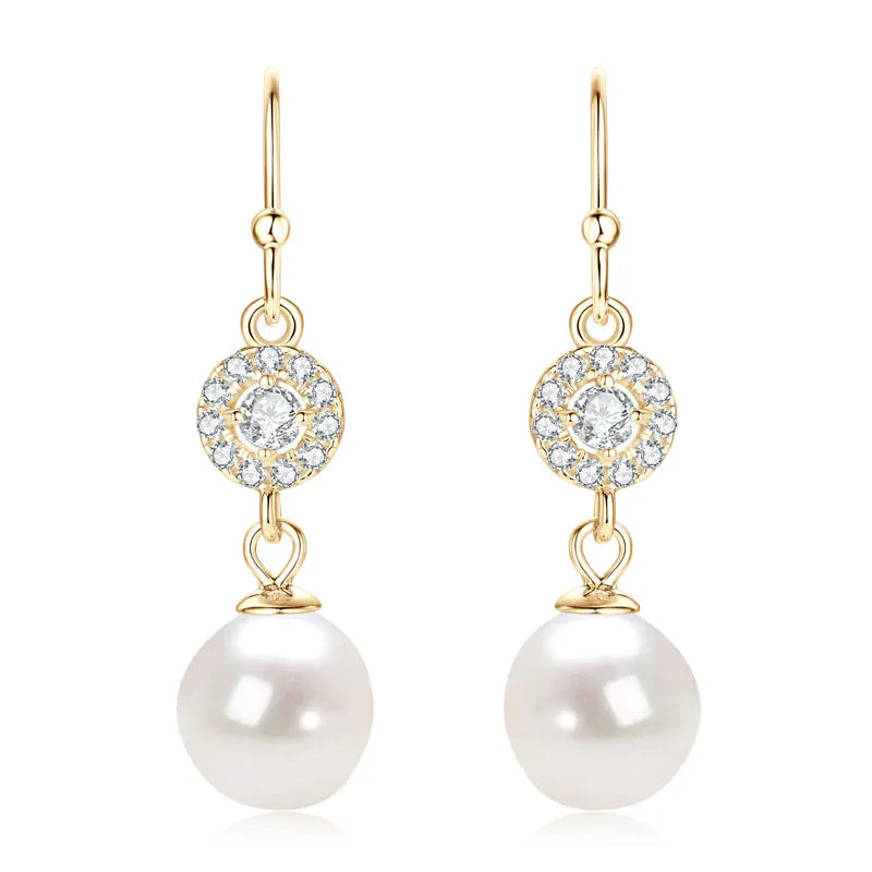 100% 925 Sterling Silver 9-10mm Baroque Freshwater Pearl Hook Earrings Wedding Engagement Fine Jewelry for Women Gifts