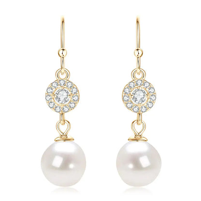 100% 925 Sterling Silver 9-10mm Baroque Freshwater Pearl Hook Earrings Wedding Engagement Fine Jewelry for Women Gifts