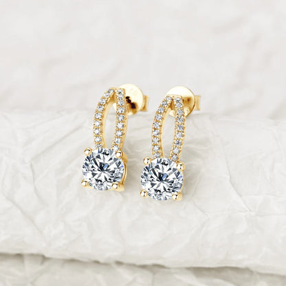 Solitaire D1.0CT Moissanite Drop Earrings Real 925 Silver Piercing Ear Stud Earring for Women Wedding Jewelry Party Gifts