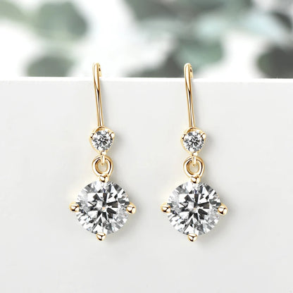 Hook Earrings Real 925 Silver 6.5mm 1ct Round Moissanite Drop Dangle Earring GRA Certified Wedding Jewelry for Women Gift