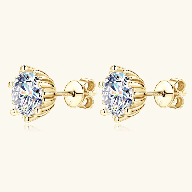 2025 Trendy Stud Earrings Moissanite 2ct 8mm 925 Silver Plated 18k Gold Hypoallergenic Earrings Valentine's Gift for Women