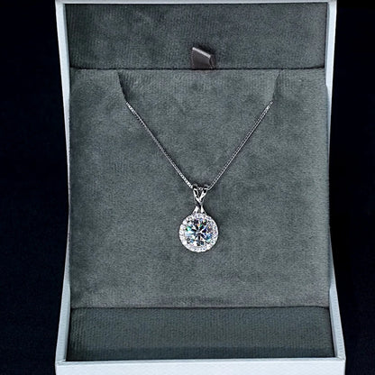 3CT 2CT 1CT D Moissanite Halo Pendant Necklace for Women 925 Silver Adjustable Chain Sparking Lab Diamond GRA Certified Jewelry