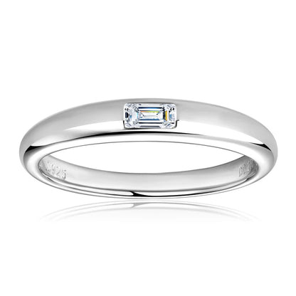 18k Gold Plated 925 Silver Engagement Wedding Ring for Women Moissanite 0.2ct D Color Emerald Cut Rectangle Promise Band Jewelry